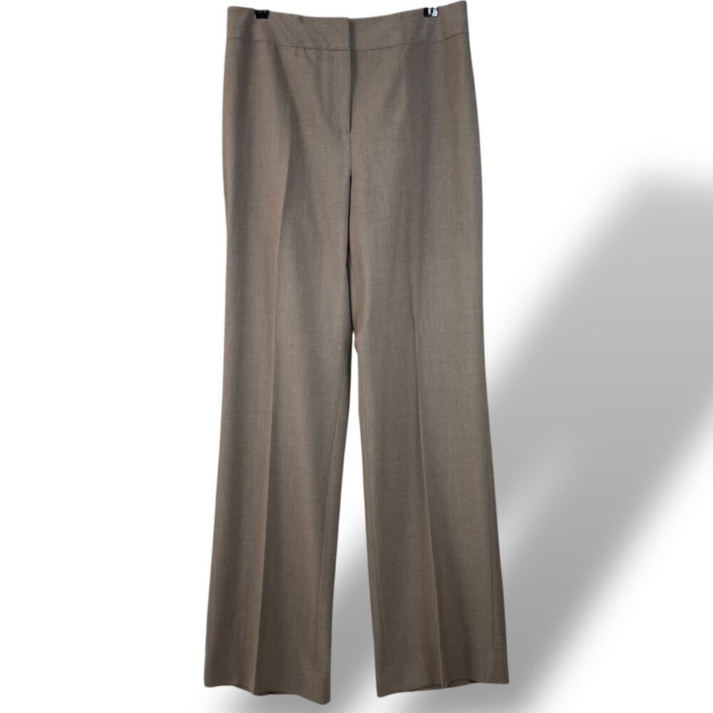 Tahari Arthur S. Levine Dress Pants Womens Sz 10 Tan Straight Wide Leg High-Rise